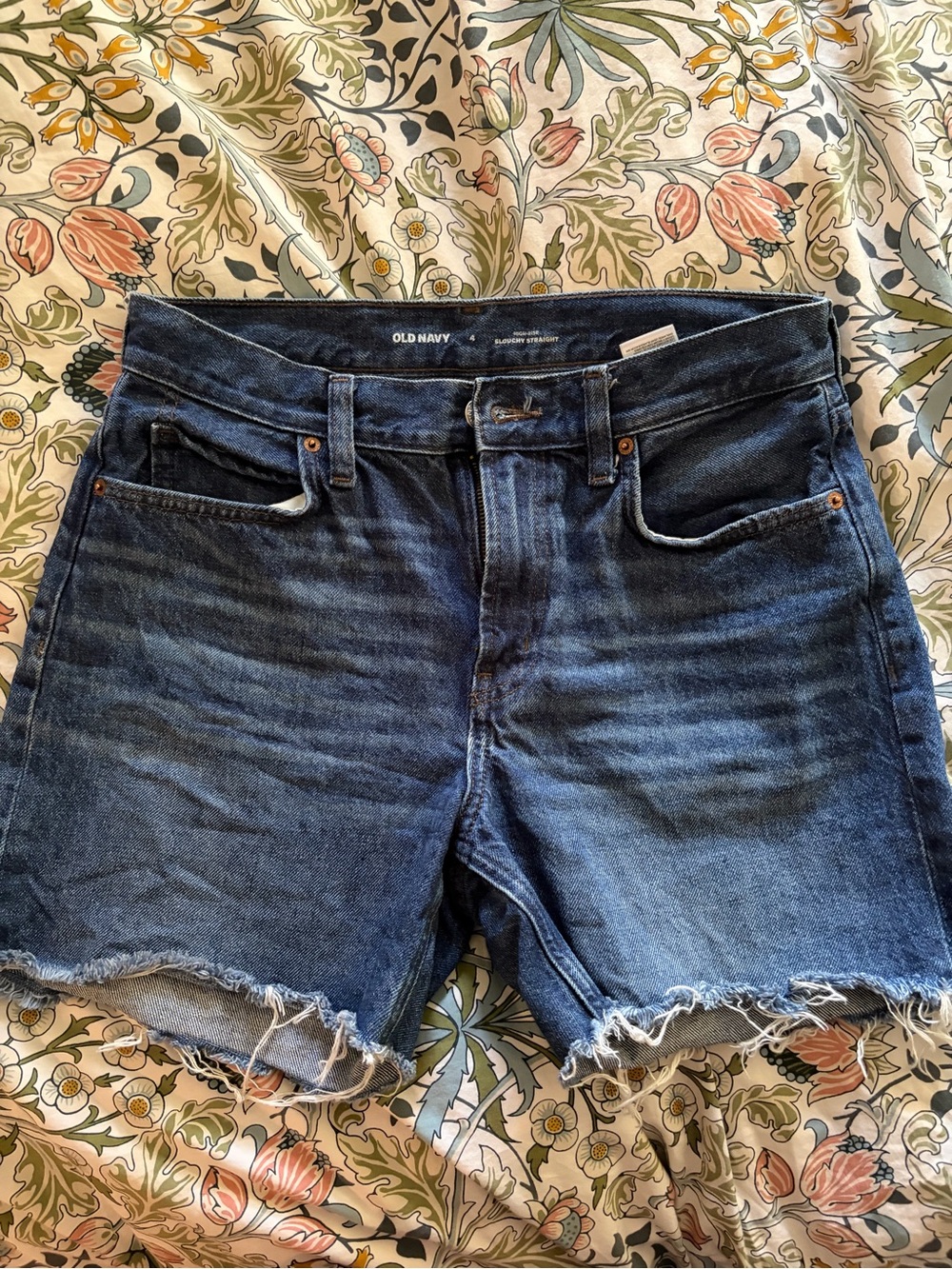 Old Navy Dark Blue Denim Frayed Hem Shorts